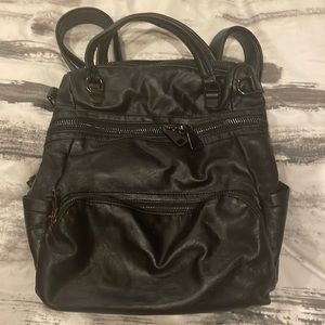 Black leather backpack